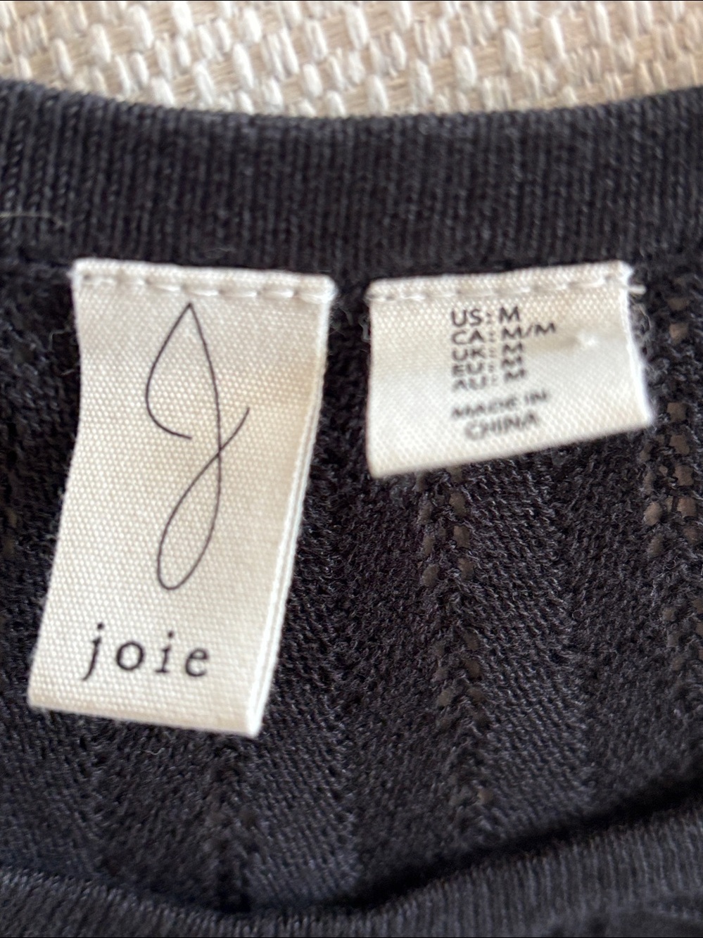NWOT Joie Black Knit Tank Dress Coverup Chevron Texture Scallop Hem Size M - Picture 3 of 7